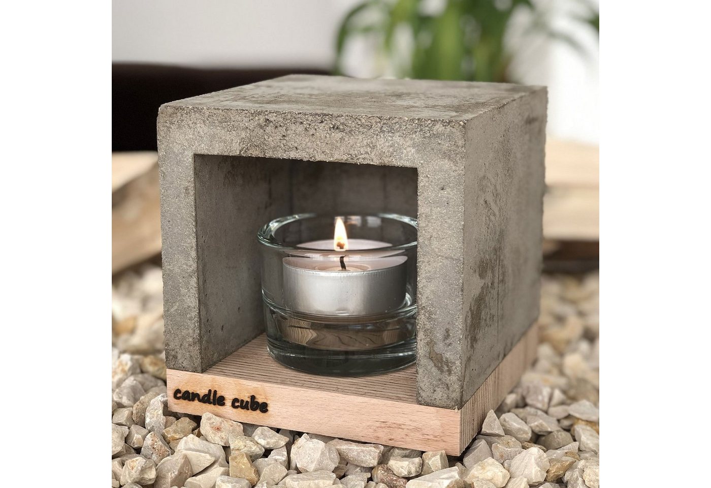 ECI Tools Kerzenhalter candle cube© Teelicht Tisch Kamin Beton mit gr. Teelicht (Set) von ECI Tools