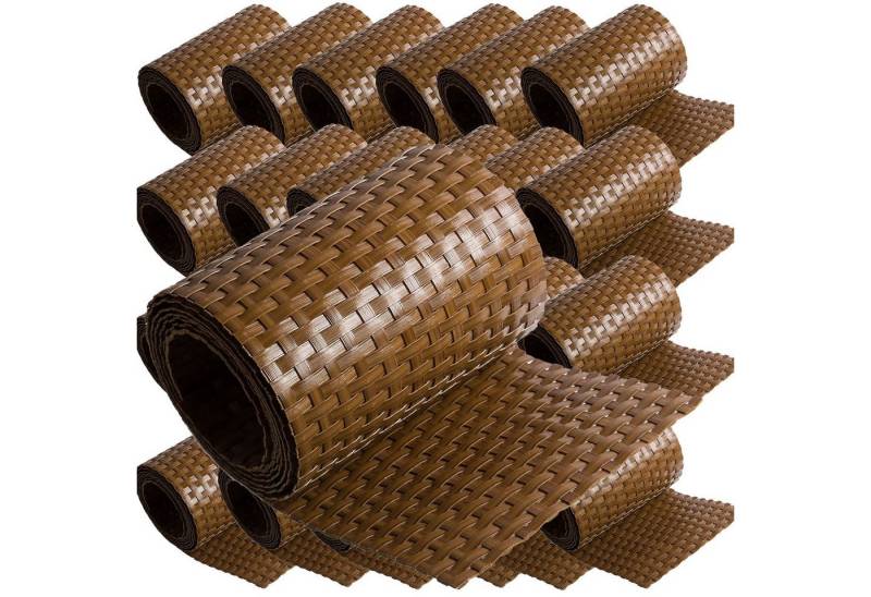 ECI Tools Sichtschutzstreifen 25 x Poly-Rattan Sichtschutzstreifen für Doppelstabzaun, (Rolle, 25-St), 19x255 cm von ECI Tools