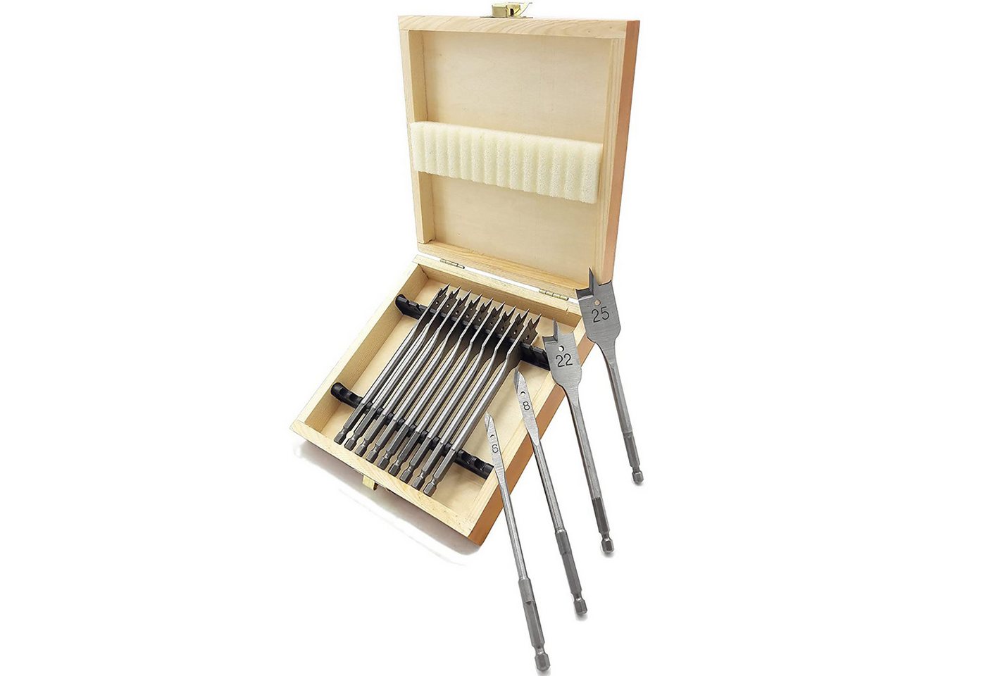 ECI Tools Universalbohrer Flachfräsbohrer Set 13 tlg. 6 - 25 mm im Holzkasten ECI Tools Universalbohrer Flachfräsbohrer Set 13 tlg. 6 - 25 mm im Holzkasten von ECI Tools