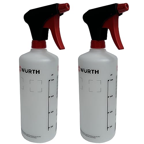 Würth 2 Stück 1 Liter Pump-Flasche mit Skala 0891502003 Sprayflasche Sprüher aus PE - Polyethylen mit Messingdüse von ECI