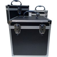 25x25x25 cm Aluminium Koffer Leer Schwarz Würfelform Box Werkzeugkoffer mit Rasterschaum von ECI