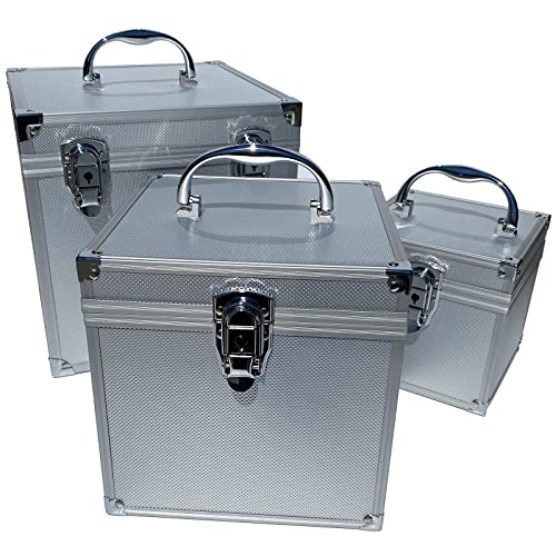 ECI Aluminium Koffer Silber Leer Würfelform Alu Box Werkzeugkoffer 20x20x20 cm mit Rasterschaum von ECI
