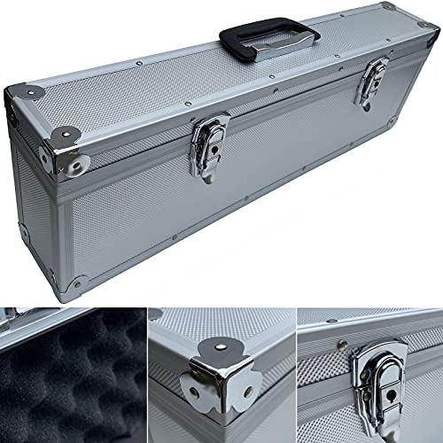 ECI® Aluminium Koffer Silber mit Würfelschaum Entnehmbarer Deckel Alu-Koffer Werkzeugkoffer LxBxH 710 x155 x 240 mm von ECI