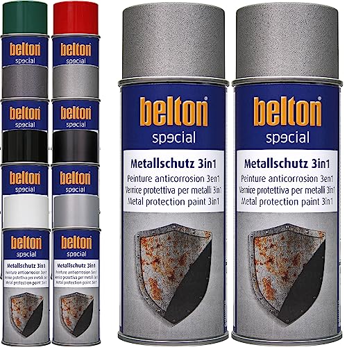 ECI 2x Belton Metallschutzlack 3in1 400 ml Metallschutzfarbe Schutzlack Rostschutzfarbe Rostschutzlack Farbe nach Wahl (Eisenglimmer Silber) von ECI