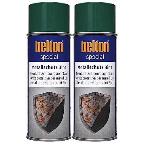 ECI 2x Belton Metallschutzlack 3in1 400 ml Metallschutzfarbe Schutzlack Rostschutzfarbe Rostschutzlack Farbe nach Wahl (Moosgrün) von ECI