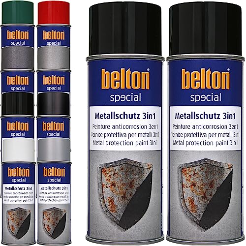 ECI 2x Belton Metallschutzlack 3in1 400 ml Metallschutzfarbe Schutzlack Rostschutzfarbe Rostschutzlack Farbe nach Wahl (Schwarz Matt) von ECI