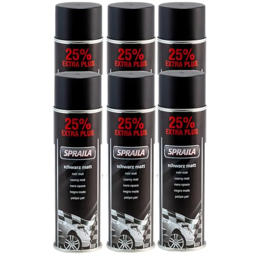 ECI 6 x Auto Lackspray Dose Sprühlack Schwarz Matt Spraydose 500ml von ECI