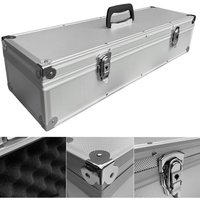 ECI - Aluminium Koffer Silber Entnehmbarer Deckel mit Würfelschaum Alu-Koffer Werkzeugkoffer (LxBxH) 650 x 200 x 150 mm von ECI