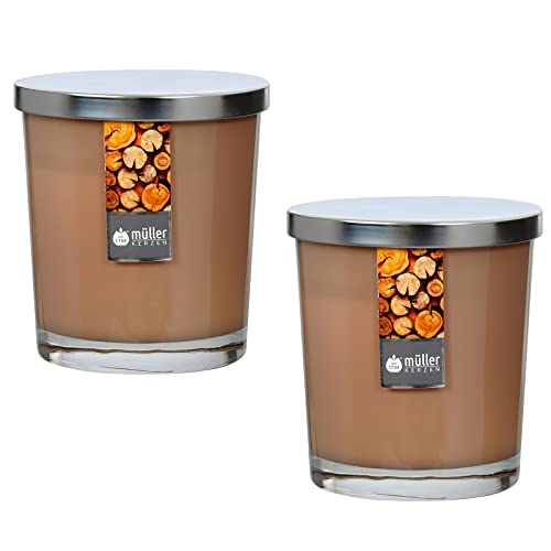 Maxi Duft-Kerzen-Glas Windlicht Aroma-Kerze 110/95 mm mit Deckel | 2er Set Sandalwood von ECI