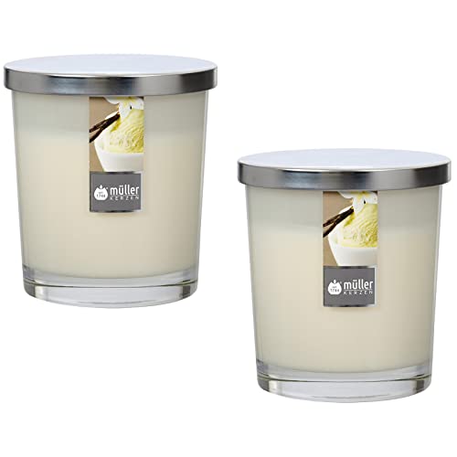 Maxi Duft-Kerzen-Glas Windlicht Aroma-Kerze 110/95 mm mit Deckel | 2er Set Vanilla Dream von ECI