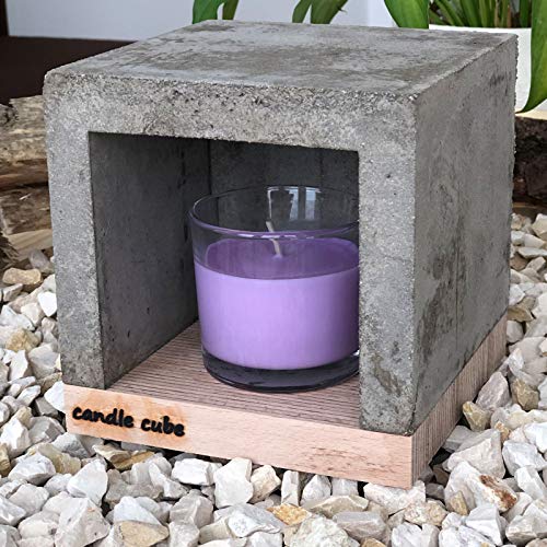 candle cube© Kleiner Teelicht Tisch-Kamin Ofen Stövchen Kerzen-Heizung Teelichtofen Heizwürfel mit Duftkerze Lavender Fields von ECI