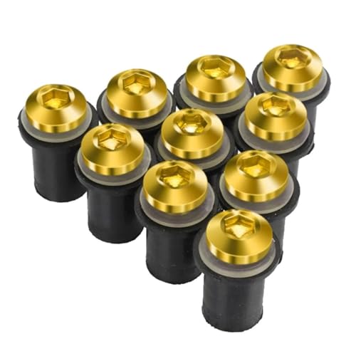 ECKBRJA Für K&awasaki ZX6R ZX-6R ZX 6R ZX7R ZX9R ZX10R ZX-10R ZX12R ZX14R ER5 10 Stück M5 Windschutzscheibe Windschotter Schrauben Kits Motorrad-Schraubensatz(Gold) von ECKBRJA