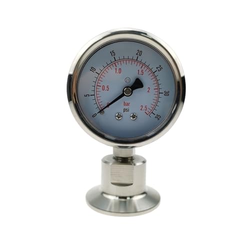 ECKRIDPRK 1,5 "2" Tri Clamp Edelstahl SS304 Manometer Mit SS316L Membran Manometer(-0.1-0.5MPa) von ECKRIDPRK