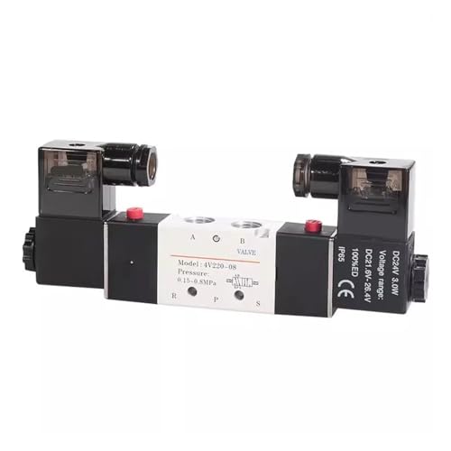 ECKRIDPRK 4V120-06 4V220-08 4V320-10 4v420-15 Magnetventil Luftventil Zwei Position Fünf Weg Umkehr Ventil 12V 24V 110V 220V(4V120-06,DC12V) von ECKRIDPRK