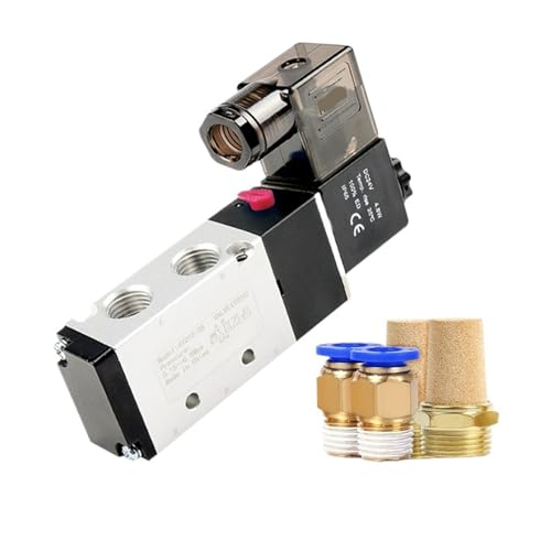 ECKRIDPRK Einzelspule 2 Position 5 Weg pneumatisches Magnetventil 4v210-08 12V 24V 110V 220V(DC12,With-6mm-Fitting) von ECKRIDPRK