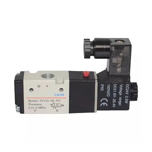 ECKRIDPRK Pneumatisches Magnetventil 3V110-06 3V210-08 3V310-10 3/2-Wege-Luftregelventil AC DC12 24 110 220 V(3V110-06NC,AC 24V) von ECKRIDPRK