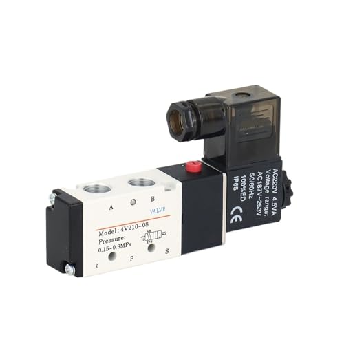 ECKRIDPRK Pneumatisches elektrisches Magnetventil 5-Wege-2-Positionen-Steuerung Luft-/Gas-Magnetventil 4V210-08 12 V-220 V Spulenspannung(12VDC) von ECKRIDPRK