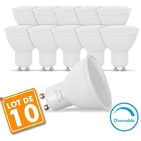 10er-Set Spot-LED-Lampen GU10 7W äq. 60W dimmbar Température de Couleur: Blanc Froid 6000K von ECLAIRAGE DESIGN