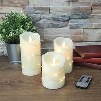 Arum Lighting - 3er-Set LED-Kerzen Flackernde Flamme warmweiß + MicroLED mit Fernbedienung von ARUM LIGHTING