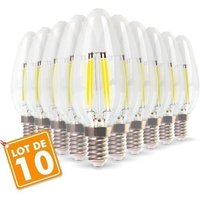 Eclairage Design - Lot mit 10 Flammenfilamenten Flamme 4w äq. 40W E14 warmweiß 2700K von ECLAIRAGE DESIGN