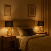Set aus 2 hod Tischlampen aus Holz E27 37cm von ECLAIRAGE DESIGN