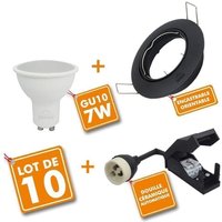 Set mit 10 x Downlight schwarz orientierbar komplett LED 7W eq 60W Farbtemperatur: 4000K neutralweiß von ECLAIRAGE DESIGN