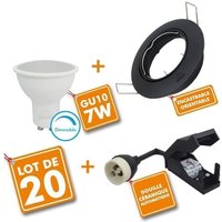 Set mit 20 x Downlight schwarz orientierbar komplett LED 7W Dimmbar eq 60W Farbtemperatur: Kaltes Weiß 6000K Set mit 20 x Downlight schwarz orientierbar komplett LED 7W Dimmbar eq 60W Farbtemperatur: Kaltes Weiß 6000K von ECLAIRAGE DESIGN