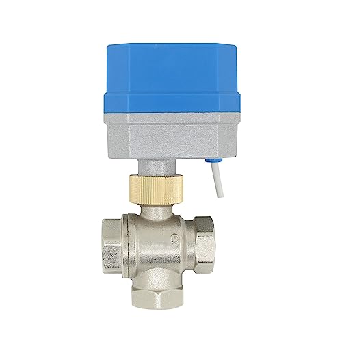 AC220V/24V DC12V/24V 3-Wege-Motorkugelhahn Messing elektrischer Kugelhahn DN15 elektrischer Stellantrieb 180-Grad-Drehung (Size : AC220V) von ECLAYA