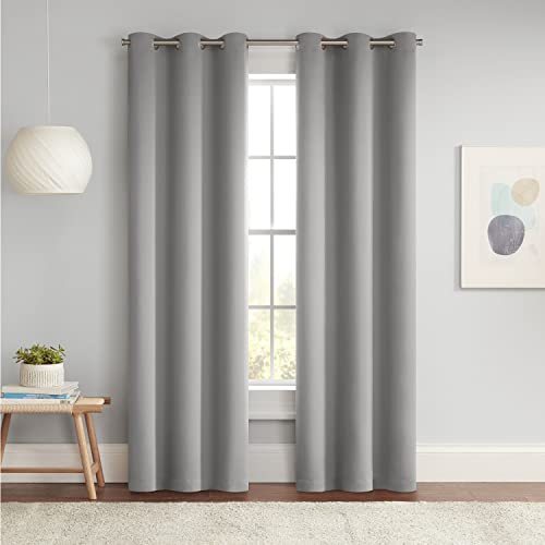 ECLIPSE Darrell Moderner Verdunkelungsvorhang mit Ösen für Schlafzimmer oder Wohnzimmer (1 Panel), 94 x 213,4 cm, Grau von Eclipse