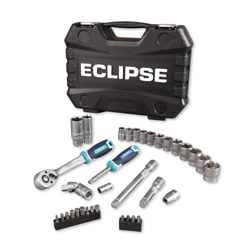 ECLIPSE Professional Tools ESS34PS ¼ & ⅜ 34-teiliger Steckschlüssel-Satz mit Vierkantantrieb (metrisch) von ECLIPSE