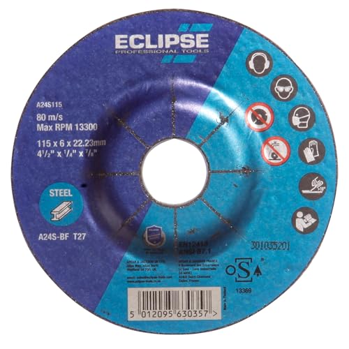 Eclipse Professional Tools A24S115 Schruppscheibe mit abgesenkter Mitte (115 x 6 x 22,23 mm) – 5er-Pack von ECLIPSE