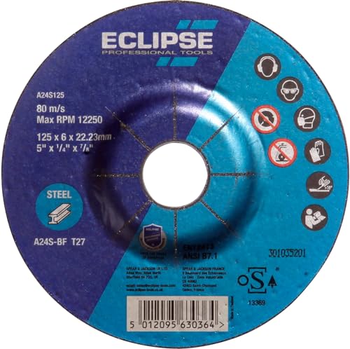 Eclipse Professional Tools A24S125 Schruppscheibe mit abgesenkter Mitte (125 x 6 x 22,23 mm) – 5er-Pack von ECLIPSE
