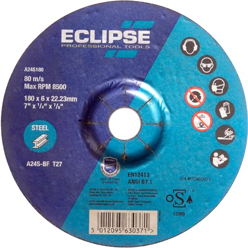 Eclipse Professional Tools A24S180 Schruppscheibe mit abgesenkter Mitte (180 x 6 x 22,23 mm) – 5er-Pack von ECLIPSE