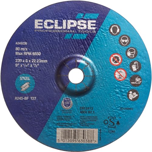 Eclipse Professional Tools A24S230 Schruppscheibe mit abgesenkter Mitte (230 x 6 x 22,23 mm) – 5er-Pack von ECLIPSE