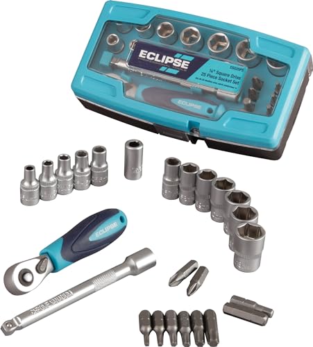 Eclipse Professional Tools ESS25PS ¼" Steckschlüsselsatz mit Vierkantantrieb, 25 Teile (metrisch) von ECLIPSE