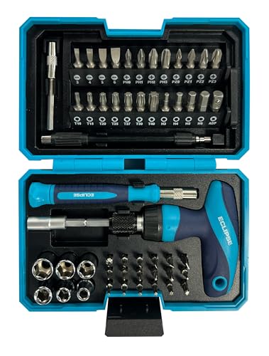 Eclipse Professional Tools ETGRS53PS 53-teiliger Ratschenschraubendreher- und Mini-Steckschlüsselsatz mit T-Griff von ECLIPSE