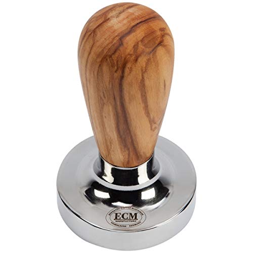 Tamper mit Olivenholz-Griff, Unterseite plan, Edelstahl poliert von ECM von ECM
