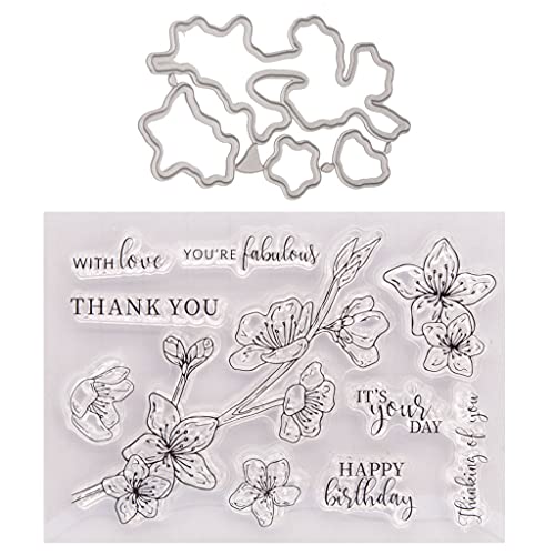 ECMQS Blume Danke 1 Satz DIY Stanzschablonen Und Stempel Scrapbooking Stanzmaschine Schablonen Stanzformen Für DIY Scrapbooking Fotoalbum Dekor von ECMQS