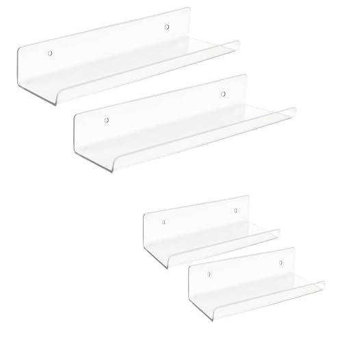 ECMQS Set mit 4 schwebenden Wandregalen zum Aufhängen von Büchern und Schallplatten, stilvollen Küchenaccessoires und Organisa ECMQS Set mit 4 schwebenden Wandregalen zum Aufhängen von Büchern und Schallplatten, stilvollen Küchenaccessoires und Organisa von ECMQS