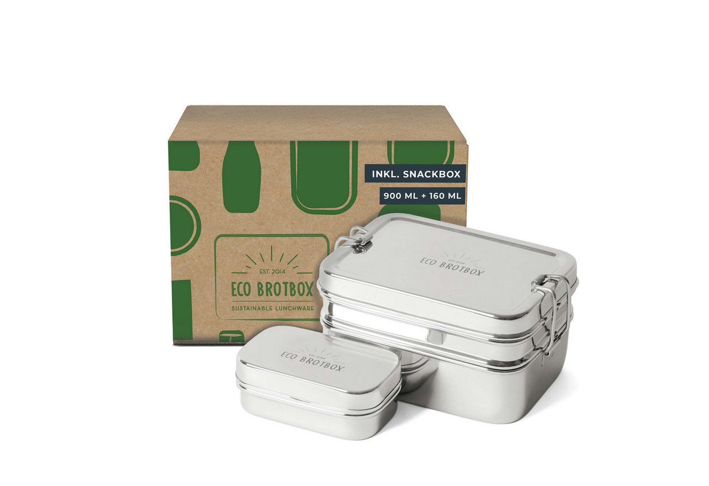 ECO Brotbox Lunchbox Dabba Magic inkl. Snackbox, Edelstahl von ECO Brotbox