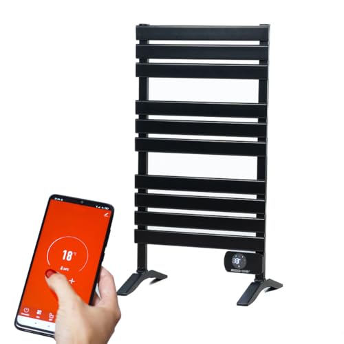 ECODE® Handtuchheizkörper Elektrisch- Badheizkörper mit WLAN über die Tuya-App, 500W - Handtuchtrockner mit LED-Bildschirm, 10 Stäbe - Elektrischer Handtuchwärmer Wandheizkörper Aluminium IP24 von ECO-DE