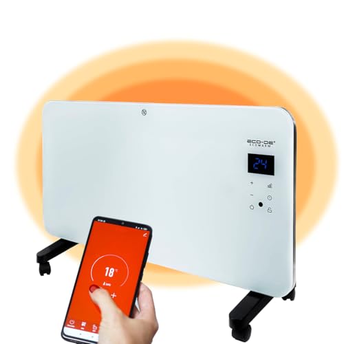 ECODE® Konvektorheizung mit Wandmontage, Elektroheizung mit Fernbedienung und Thermostat - Energiesparender Konvektor mit 1500W - App-Steuerung, Elektrisches Heizpaneel mit Standfüßen von ECO-DE