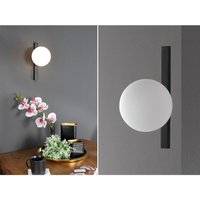 Außergewöhnliche Wandlampe pluto Schwarz 1 flammig - Kugel Opalglas Weiß von ECO-LIGHT