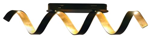 ECO-LIGHT LED Deckenleuchte Helix, dimmbare Deckenlampe aus Metall in Schwarz/Gold, Wandleuchte 4-flammig, 20 Watt, 1350 Lumen, 3000 Kelvin (warmweiß), Innenwandleuchte m. Lichteffekt an der Wand von ECO-LIGHT