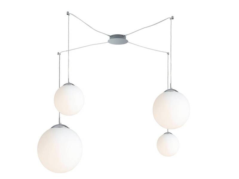ECO-LIGHT LED Pendelleuchte, Dimmfunktion, LED wechselbar, Warmweiß, Affenschaukel mehrflammig 4x Glas-kugel für Treppenhaus & Esstisch von ECO-LIGHT