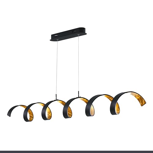 ECO-LIGHT LED Pendelleuchte Helix, dimmbare Hängelampe aus Metall in Schwarz/Gold, längliche Hängeleuchte, Höhe max. 120 cm, 30 Watt, 1750 Lumen, Lichtfarbe 3000 Kelvin von ECO-LIGHT