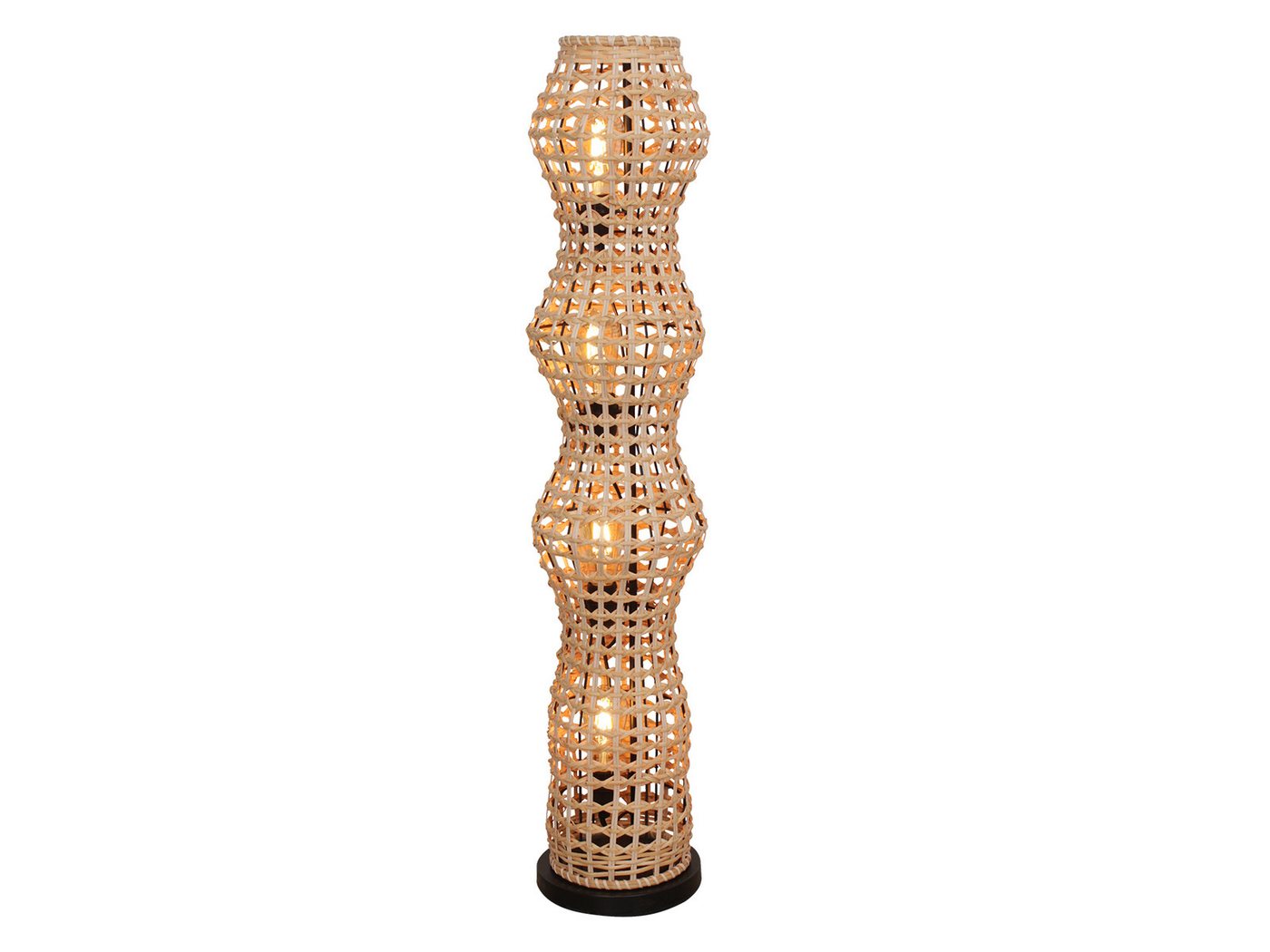 ECO-LIGHT LED Stehlampe, Dimmfunktion, LED wechselbar, über Schalter in 3 Stufen dimmbar, Warmweiß, klein-e, Korb-lampe aus Rattan Lampenschirm geflochten, Höhe 110cm von ECO-LIGHT