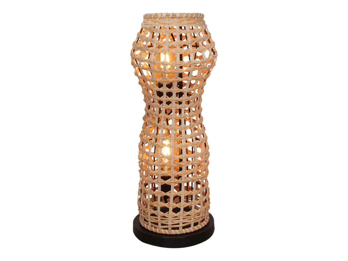 ECO-LIGHT LED Stehlampe, Dimmfunktion, LED wechselbar, über Schalter in 3 Stufen dimmbar, Warmweiß, klein-e Korb-lampe Lampenschirm Rattan Korbgeflecht, Höhe 60cm von ECO-LIGHT