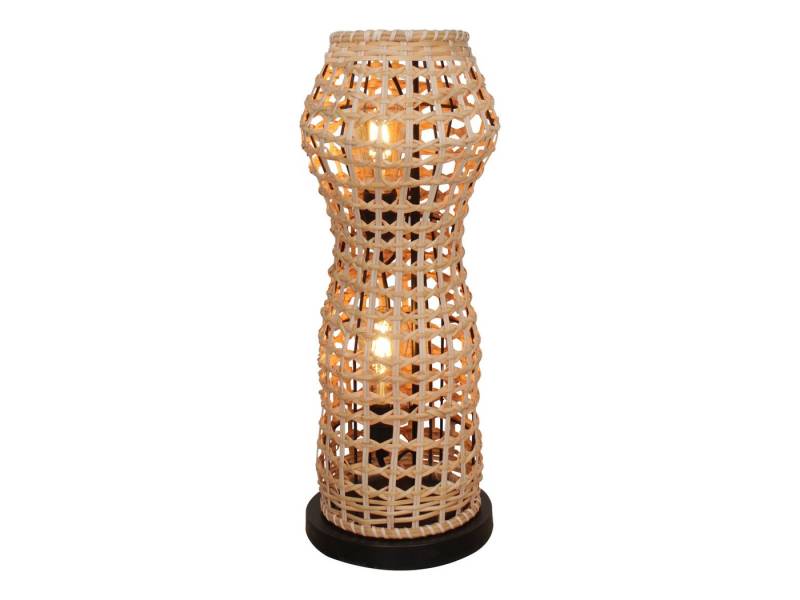 ECO-LIGHT LED Stehlampe, Dimmfunktion, LED wechselbar, über Schalter in 3 Stufen dimmbar, Warmweiß, klein-e Korb-lampe Lampenschirm Rattan Korbgeflecht, Höhe 60cm von ECO-LIGHT