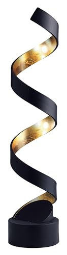 ECO-LIGHT LED Stehleuchte Helix,Stehlampe aus Metall in Schwarz/Gold, 12 Watt, 750 Lumen, Lichtfarbe 3000 Kelvin (warmweiß), moderne Tischleuchte,Standleuchte m. An-/Ausschalter am Kabel von ECO-LIGHT